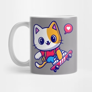 Cute Cat Playing Skateboard Cartoon Mug